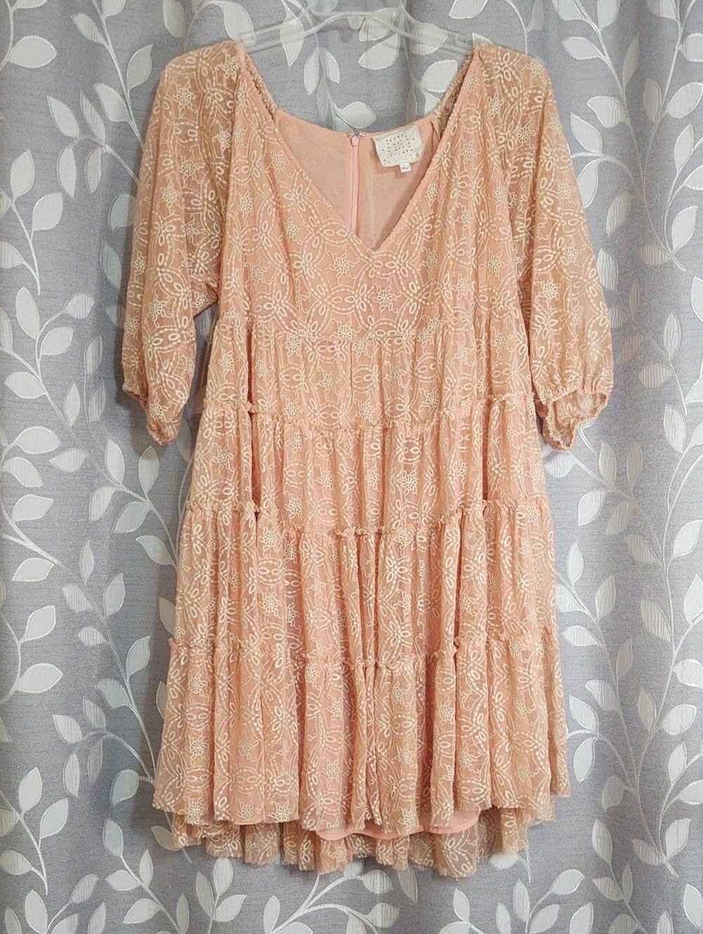 Johnny Was Peach Tiered V-Neck Women's Dress size L